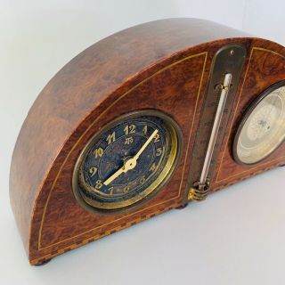 VTG Tycos Clock Leon Hatot Art Deco Thermometer Weather station Burl Wood PARTS 3