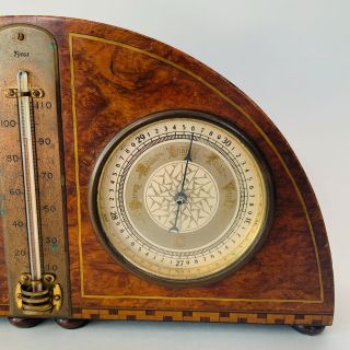 VTG Tycos Clock Leon Hatot Art Deco Thermometer Weather station Burl Wood PARTS 5
