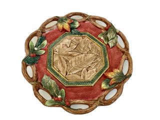 Fitz And Floyd Classics Holiday Christmas Lodge Appetizer Canape Plate Dish