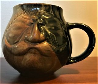 Pottery Craft Usa Stoneware Large Coffee Mug Masculine Man Face W/mustache
