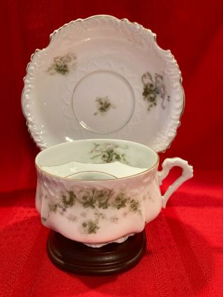 Mustache Cup & Saucer C.  1882 - 1900 - Ohme Porcelain Manufactory - Germany