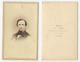 Cdv Studio Portrait Man From San Francisco,  Ca,  W/ Chin Whiskers By Shew