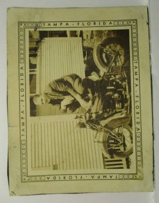 3x4 Photo INDIAN MOTORCYCLE Tampa,  Florida F.  P.  S.  w/ 1938 License Tag 2
