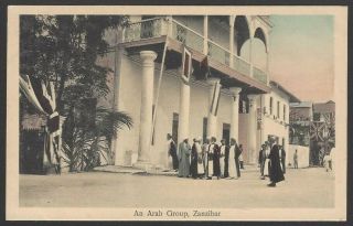 Zanzibar An Arab Group Vintage Tinted Postcard