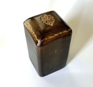 Antique Italian Leather Gilt Gold Embossed Match Box Fleur De Lis