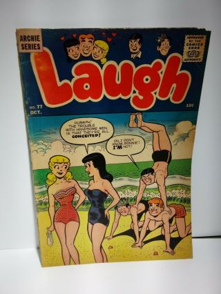 Laugh Comics 77 (1956) Archie Series With Veronica & Betty In Bikinis Cover