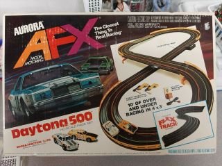 Vintage 1979 Aurora Afx Model Motoring Daytona 500 Ho Scale Race Set [flex Track