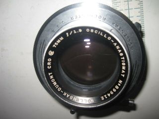 Vintage Alphax Wollensak Shutter Lens 75mm f/1.  9 Dumont Cro Oscillo Anastigmat 3