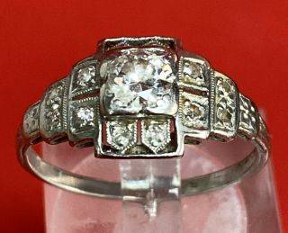 950 Platinum/vintage Round Cut Solitaire Diamond Ring.  Size 6.  Wt 3.  1 Gr