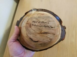 Hand - Turned,  Live Edge Bowl In Ambrosia Maple Burl By Renown Artist Hoyt Brown