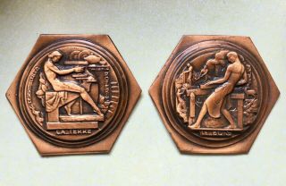 Antique Miniature French Art Deco Bronze Plaques Crafts 