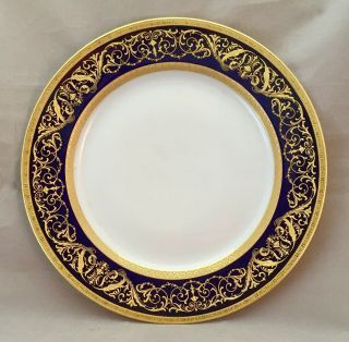 Stunning Antique Rosenthal Selb Porcelain Plate Cobalt Blue Gold Encrusted