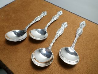 Vintage Simpson,  Hall,  Miller & Co.  " Frontenac " Sterling Silver 4 Bouillon Spoons