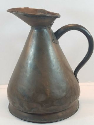 Antique Copper 1 Gallon Ale Measure Haystack Pitcher Jug By Famous Wood And Sons