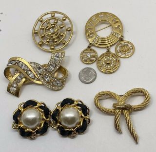 Vintage Givenchy Chanel Pins Christian Dior Earrings