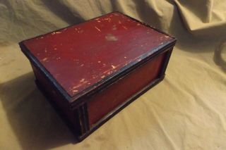 Antique Primitive Painted Wood Fitted Divided Storage Box