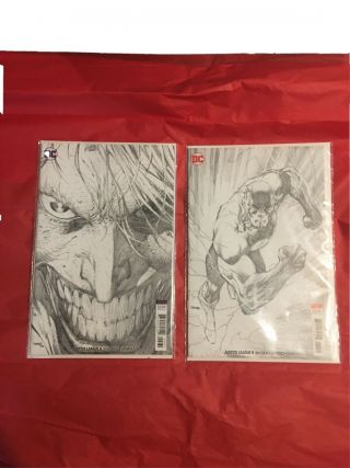 Justice League 8 And 9 Sketch Variant 1:100 Jim Lee Of Joker & Flash