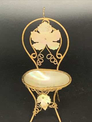 Antique Mother Of Pearl Pocket Watch Display Stand Mini Chair Jewelry Estate