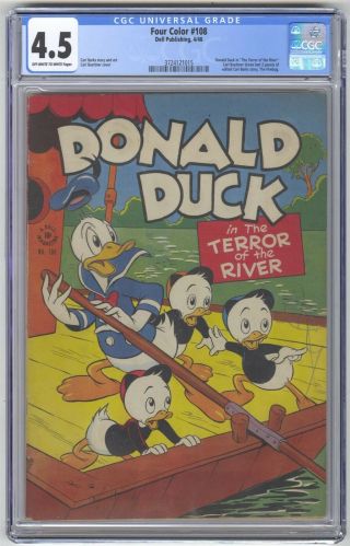 Four Color 108 Cgc 4.  5 Vintage Dell Comic Disney Donald Duck Terror Of The River