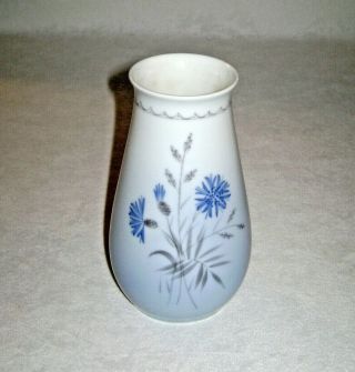 1952 - 1958 Porcelain Blue Floral Vase B&g Bing & Grondahl Copenhagen Denmark