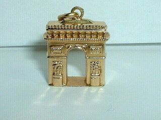 Vintage 18k Yellow Gold 3d Arch De Triomphe Paris Arc Charm