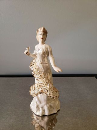 Antique German Art Deco Dresden Lace Lady Doll Porcelain Figurine