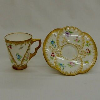 Vintage Antique Doulton - Burslem England Gold Floral Cup And Saucer