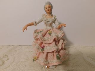 Antique / Vintage Dresden Figurine Porcelain Lace Figure - Germany -