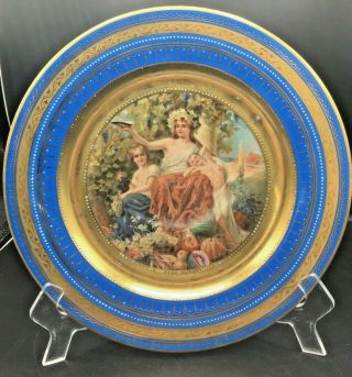Stunning Late 19th Century Cabinet Plate Autume Royal Vienna Beehive Mark Signed