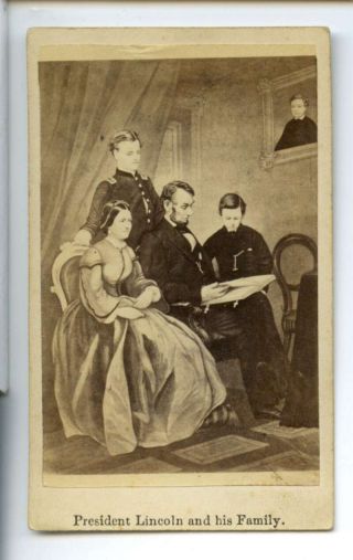 Rare Lincoln & Family Civil War Era Vintage Cdv Photo Cartes De Vistie