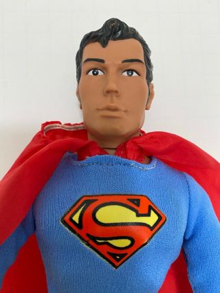 Vintage Mego 1977 Superman With Rare Comic Head 12 " Action Figure And Repo Box