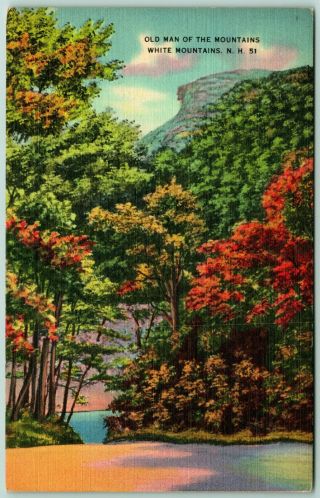 Postcard White Mountains Hampshire The Old Man Of The Mountains Posted 1948