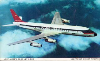 Vintage Aviation Postcard - Northwest Airlines Dc - 8c In Flight View
