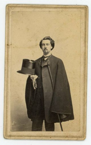 Elegant Man Top Hat,  Gloves,  Cane Rm Cokley Nov 2 1865