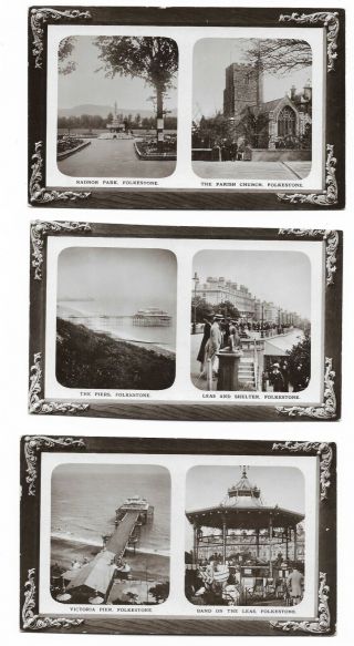 Folkestone - Three Old Real Photo Postcards Harmer,  Sandgate 595b