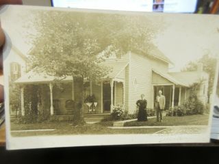Vintage Old Ohio Postcard Cardington Real Photo Picture House 1912 Man & Woman