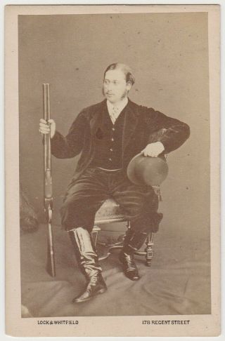 Cdv Photo Albert Edward Prince Of Wales - King Edward Vii - Holding A Shotgun