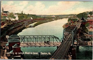 Looking Up Lehigh River And Canal,  Easton Pa C1909 Vintage Postcard P06