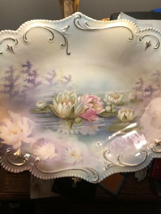 Early Antique 1750 - 1800 From Prussia Porcelain Hand Painted Water Lilies Server