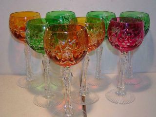Set Of 8,  Antique Cut To Clear Crystal Glass Stemware - Matching Set Of 8