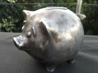 Rare Vintage Tiffany & Co Sterling Silver Piggy Bank Pig Money Box Bank