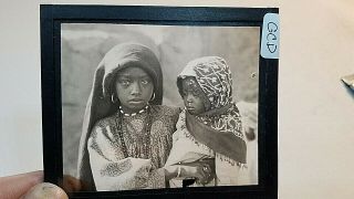 Colored Glass Magic Lantern Slide Gcd Cairo Egypt Young Woman With Child