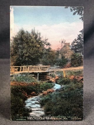 Old Log House Delaware Water Gap Pa Antique Vintage Postcard Pc Db View