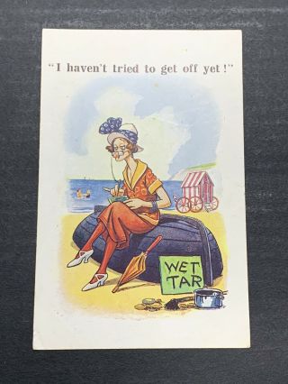 Postcard - P/c - Seaside Comic Humour - Old Lady - Wet Tar - Milton Series - 1232 - 1931