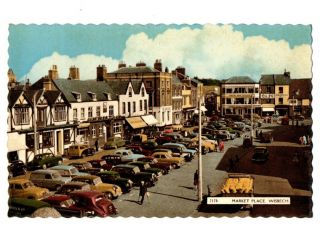 Rp Postcard - Market Street,  Wisbech,  Cambridgeshire 1963.  Old Cars.  L.