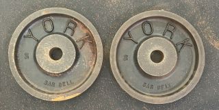 York Barbell Milled 35 Lb Olympic Weight Plates Vintage Rusty 1