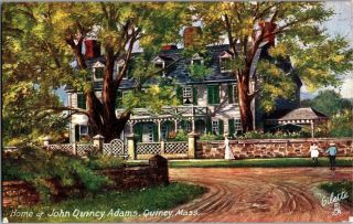 Tucks 2900 Homes Of U.  S.  Presidents John Quincy Adams Quincy Ma Vtg Postcard V16