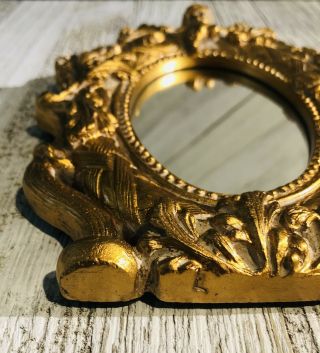 Vintage Antique Italian Florentine Cherub Gold Gilt Ornate Table Standing Mirror 3