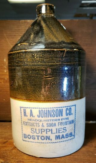 Advertising Salt Glaze Stoneware - H.  A.  Johnson Co.  Boston,  Mass.  - 2 Gal Jug