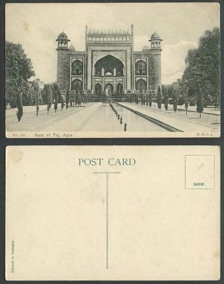 India Old Postcard Gate Of The Taj Mahal Fountain Garden Agra M.  M.  G.  A.  No.  120